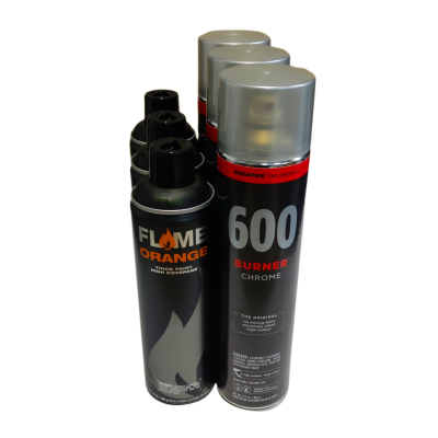 Burner Chrome 600ml x Flame Orange ThickBlack 500ml 3x3