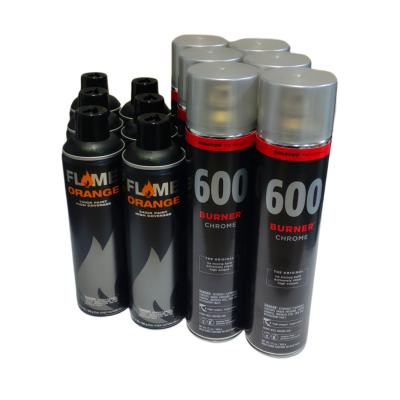 Burner Chrome 600ml x Flame Orange ThickBlack 500ml 6x6