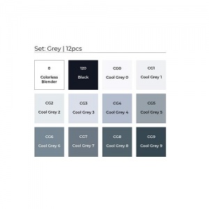 Toki Layout Markers 12 Grey Set